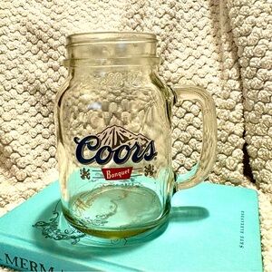 Coors Banquet Clear Glass 20 oz Mason Jar Mug With Logo